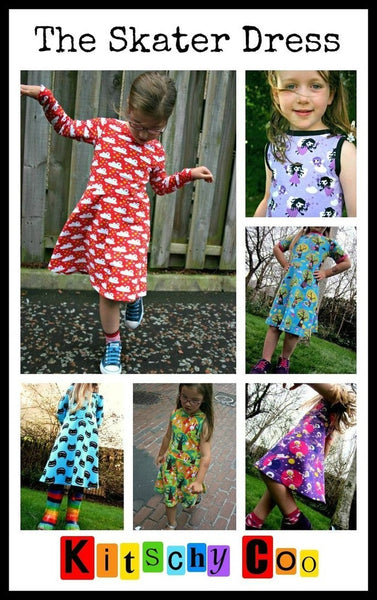 Little Girls' Skater Dress sewing pattern -18m/2T, 3T/4T, 5Y/6Y, 7Y/8Y - PDF
