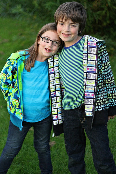 Reversible zippy hoodie unisex pattern 18m/2T, 3T/4T, 5Y/6Y, 7Y/8Y - PDF